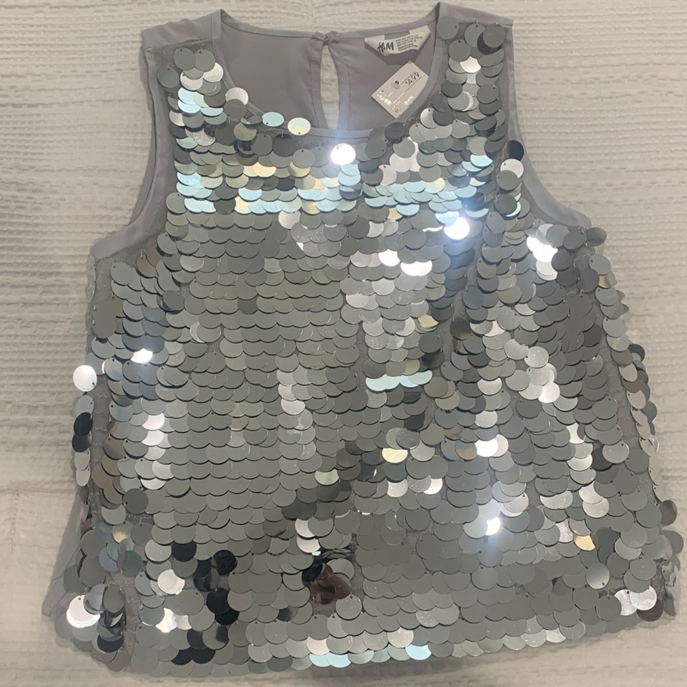 H&M Shiny Silver Sequin Top